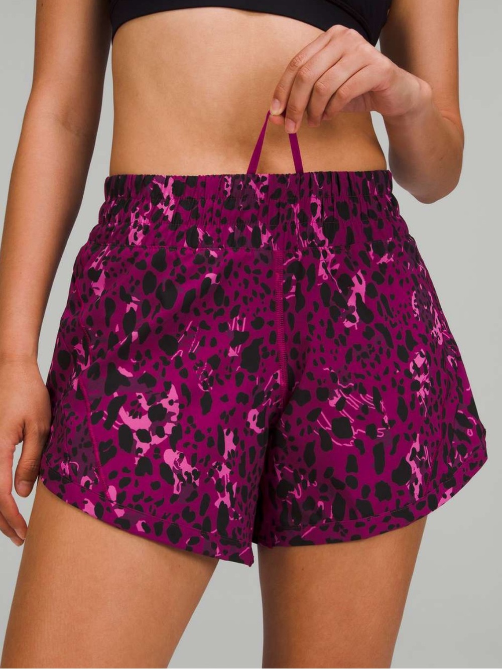 Lululemon Track That Mid-Rise Lined Short 5" Cheetah Camo Magenta Purple Multi